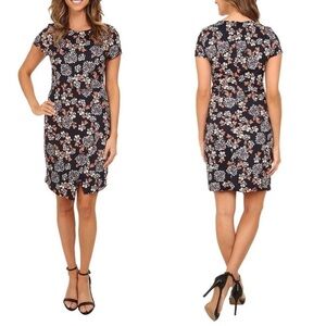 Kut From The Kloth Lexie Dress Size 4 Sheath Dress Faux Wrap Floral Midi